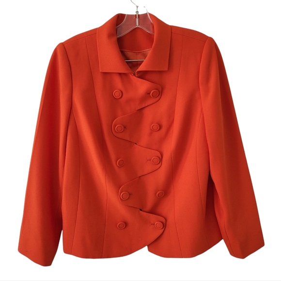 Orange Aysemetrical Closure Blazer - Picture 1 of 6